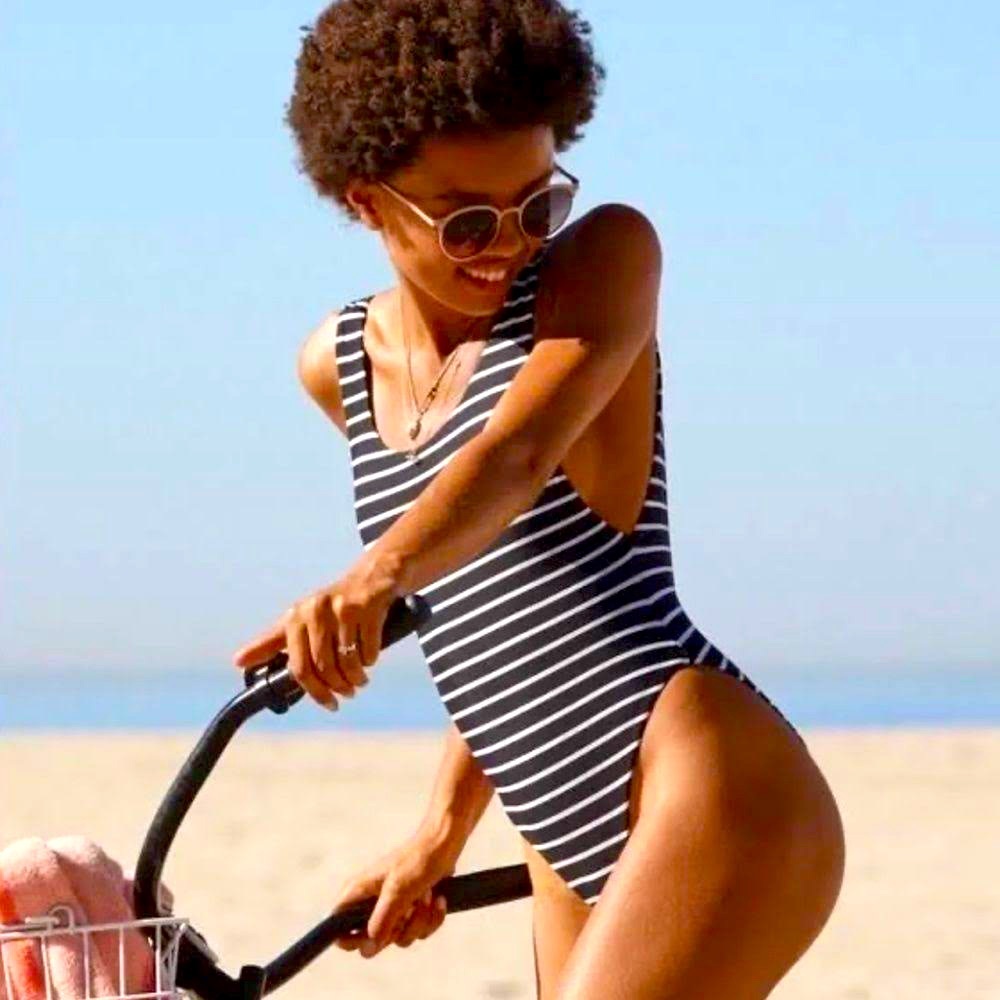 NWOT Aerie Striped Babewatch On Piece Swimsuit
